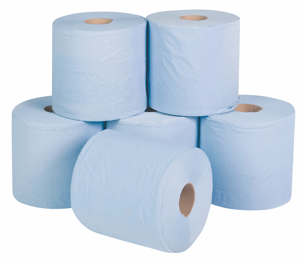 Blue Centrefeed Rolls 2 Ply, 180mm x 150m (Pack of 6 Rolls)