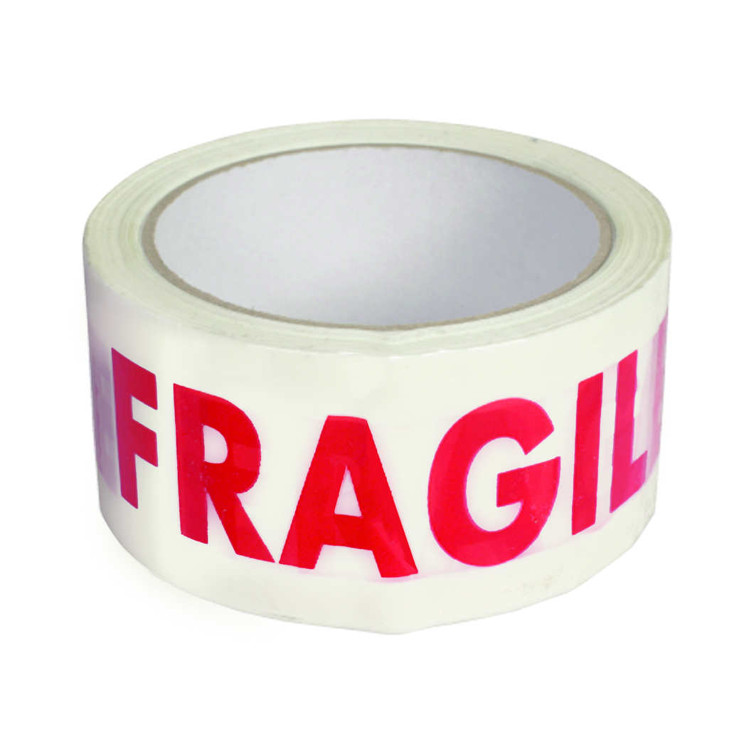 FRAGILE Printed Red on White Tape x 6
